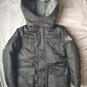 Calvin Klein Kids Charcoal Hooded Puffer Jacket